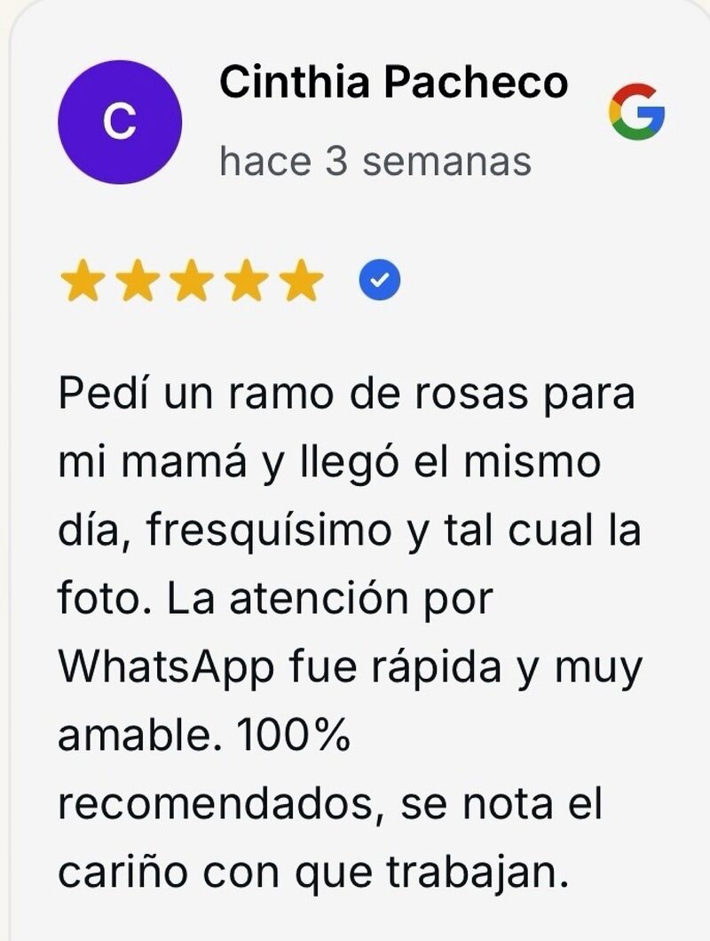 Reseña de cliente en Google