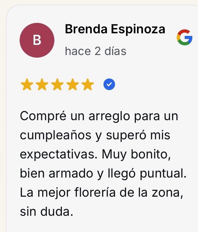 Reseña de cliente en Google